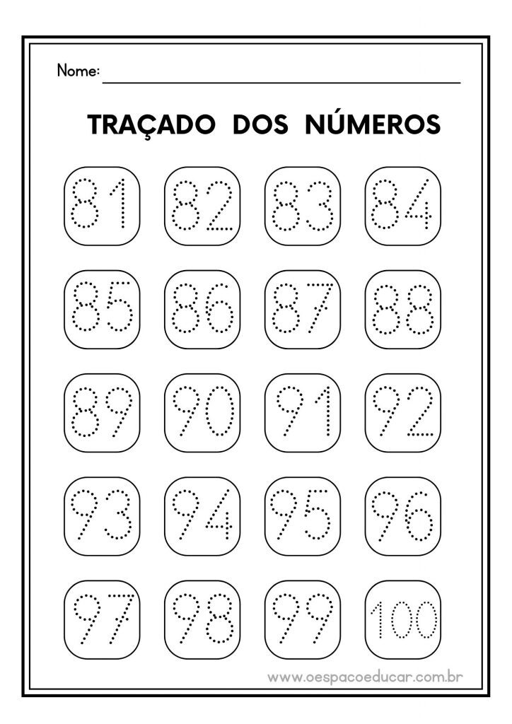 Atividade de traçado dos números!