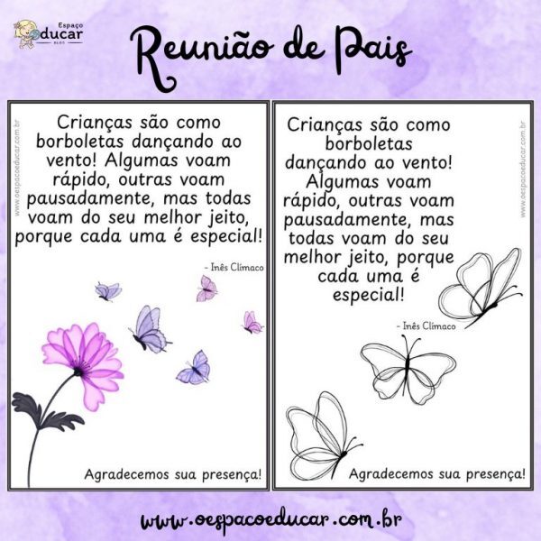 Mensagem para reunião de pais!
