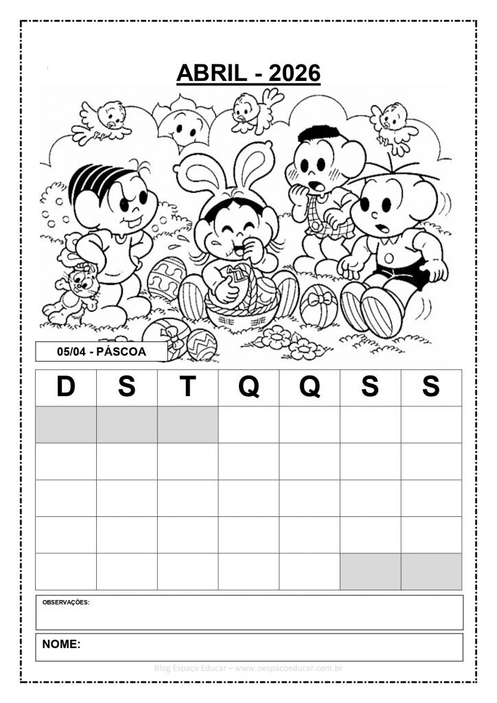 CALENDÁRIOS 2026 TURMA DA MÔNICA