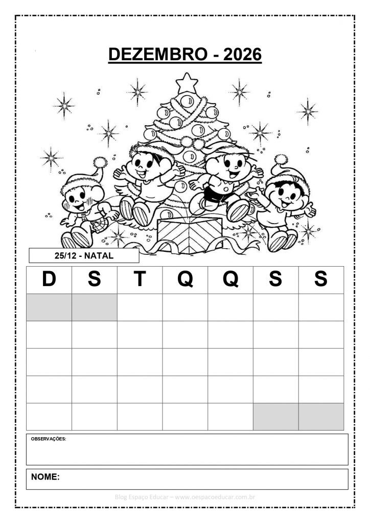 CALENDÁRIOS 2026 TURMA DA MÔNICA