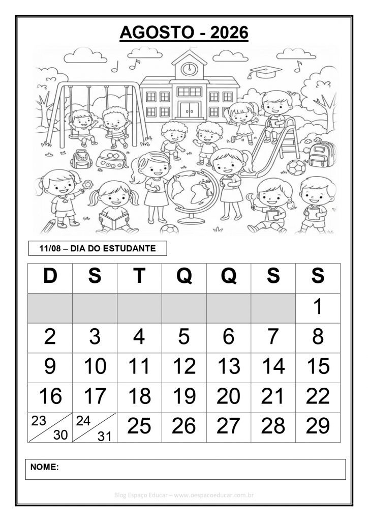 CALENDÁRIOS 2026 PREENCHIDOS