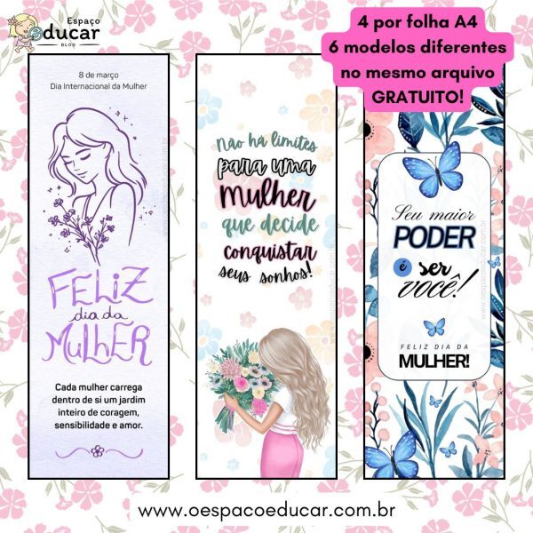 Marca páginas dia da mulher!