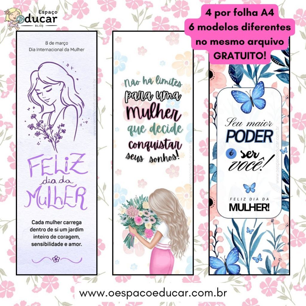 Marca páginas dia da mulher!
