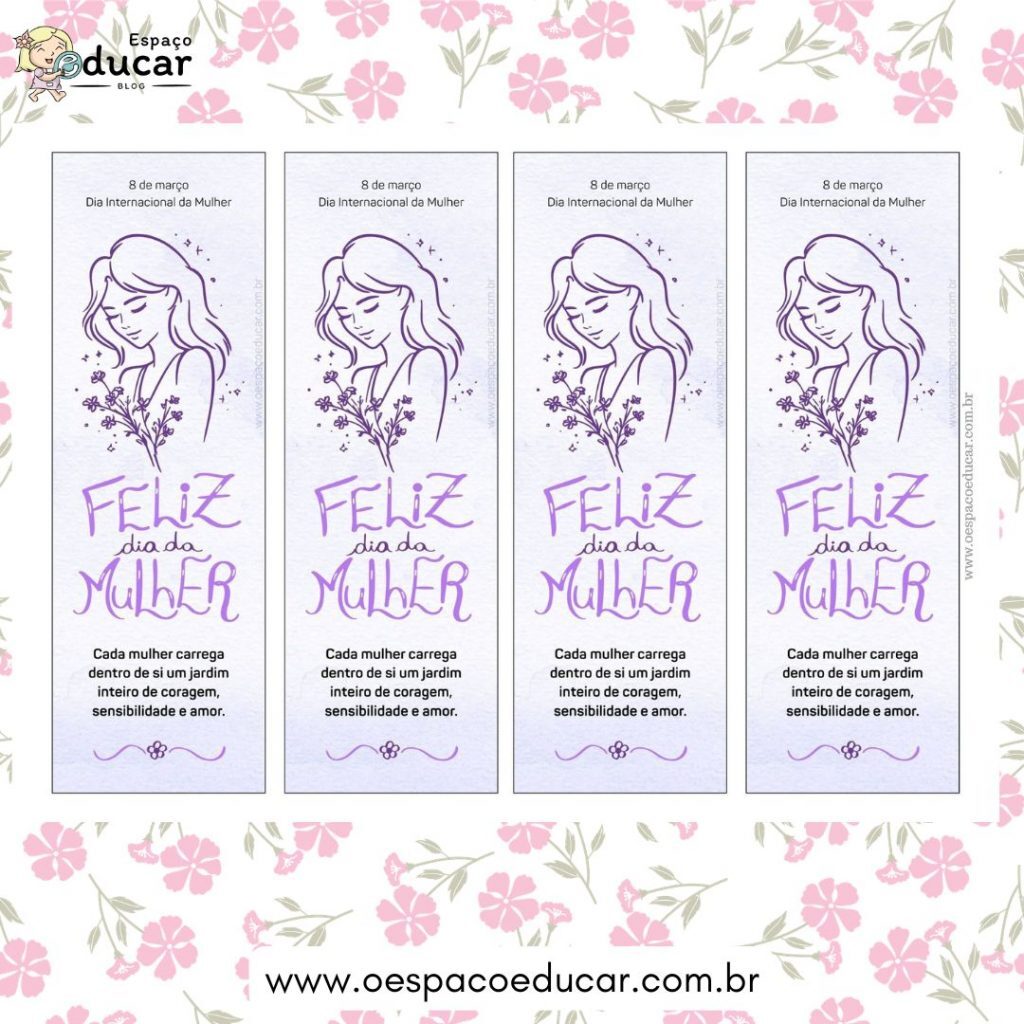 Marca páginas dia da mulher!