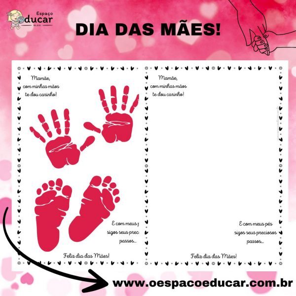Dia das Mães: Cartão com carimbo das mãos e dos pés!
