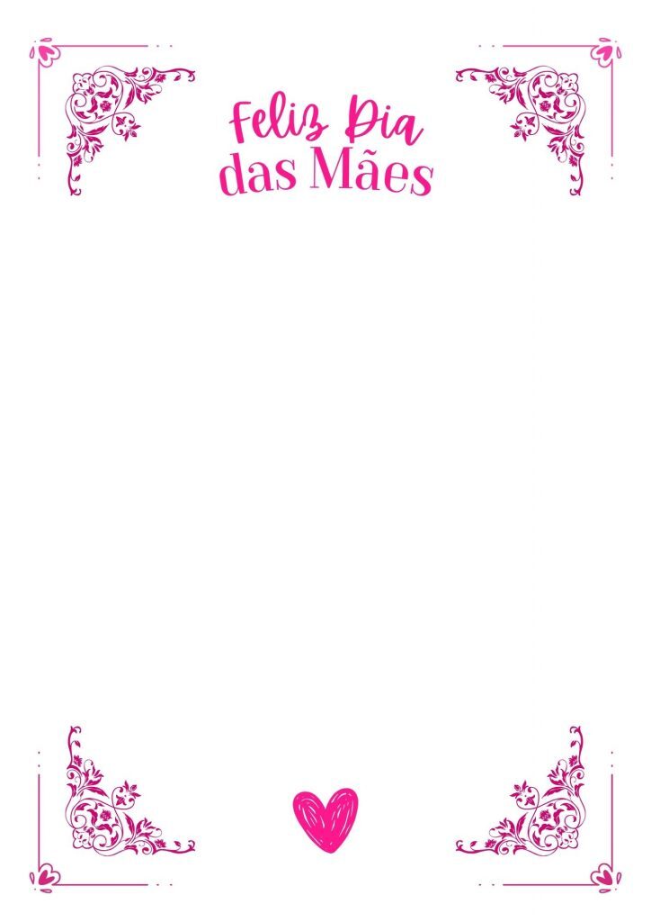 Papel A4 branco delicado de feliz dia das mães