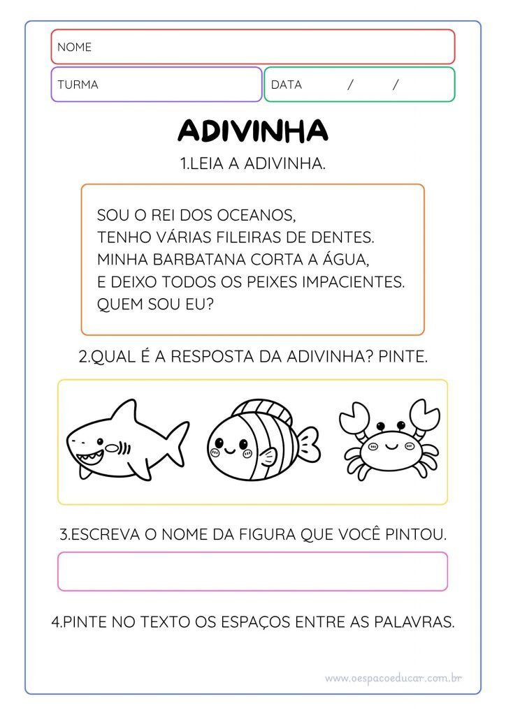 Alfabetização com adivinhas!