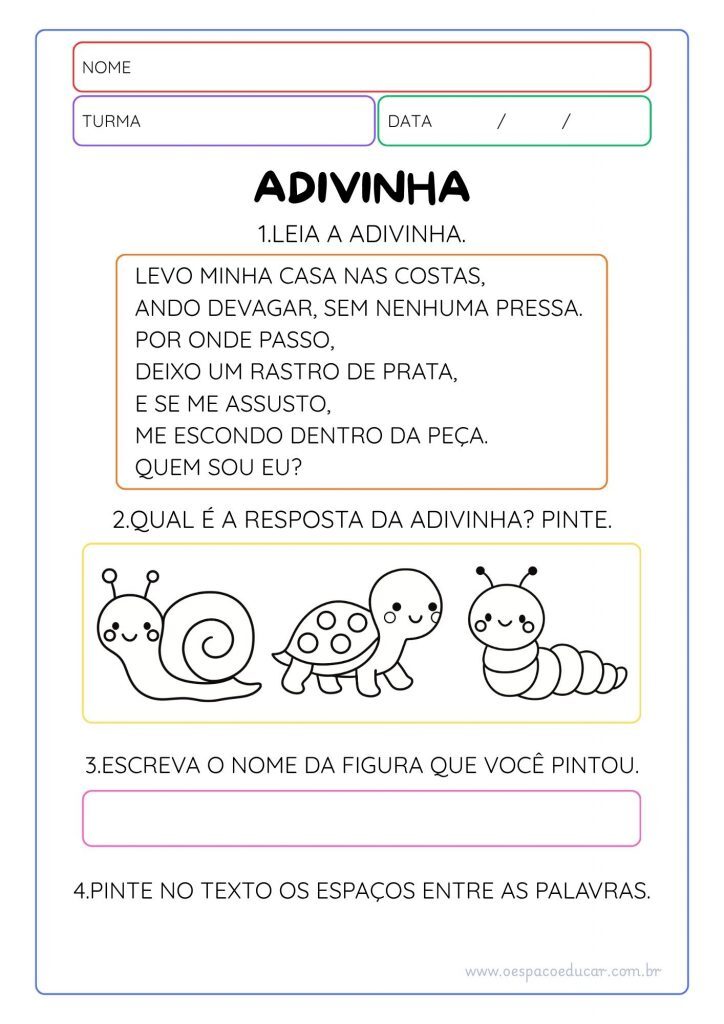 Alfabetização com adivinhas!