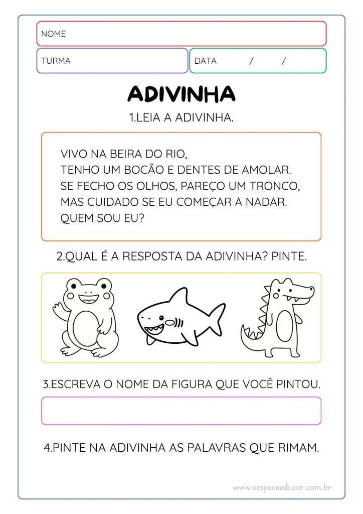 Alfabetização com adivinhas!