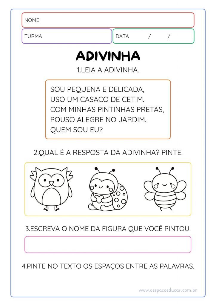 Alfabetização com adivinhas!