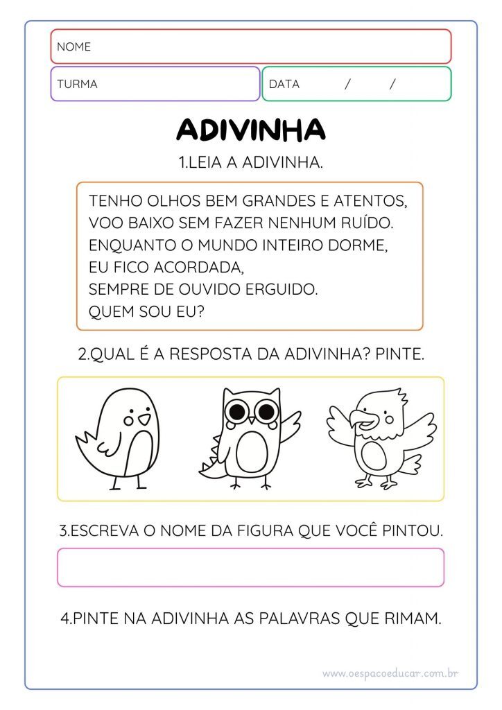 Alfabetização com adivinhas!