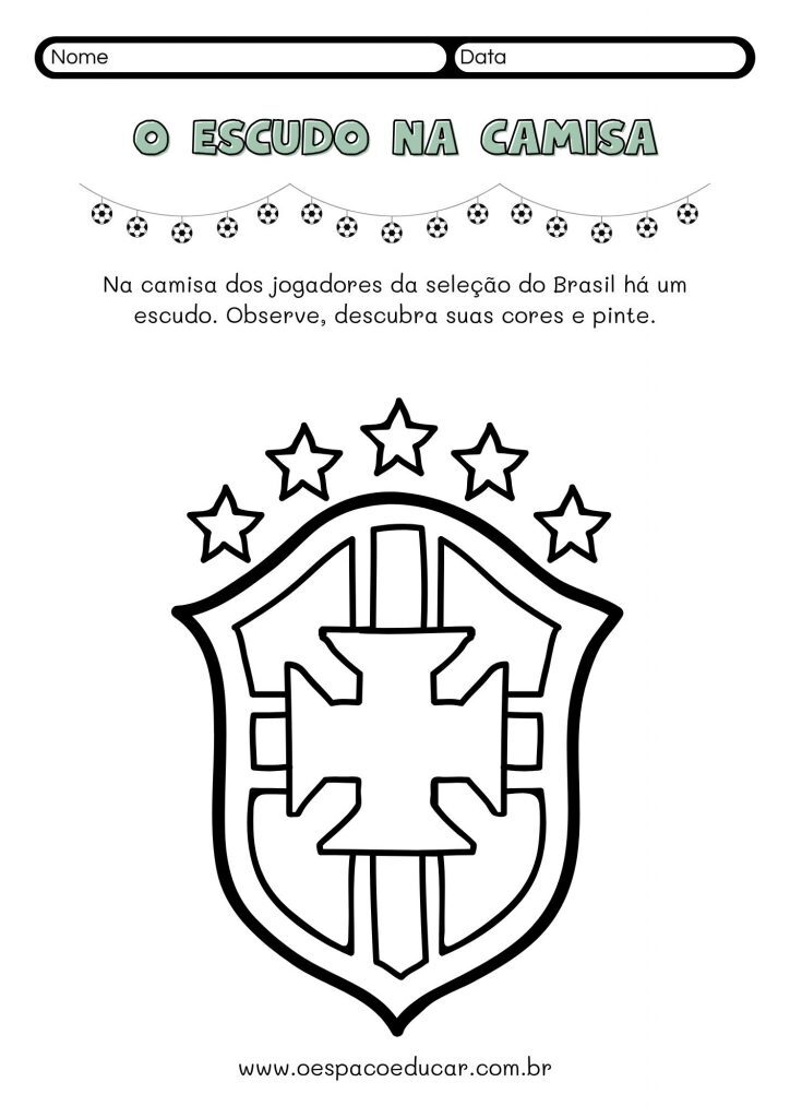 Descubra as cores do escudo e pinte Folha de atividades A4 Ilustrado Verde apagado