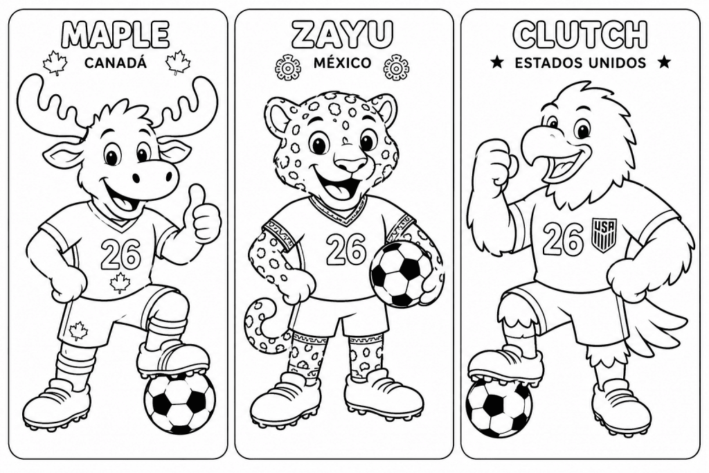 Copa do Mundo 2026: Mascotes para colorir!