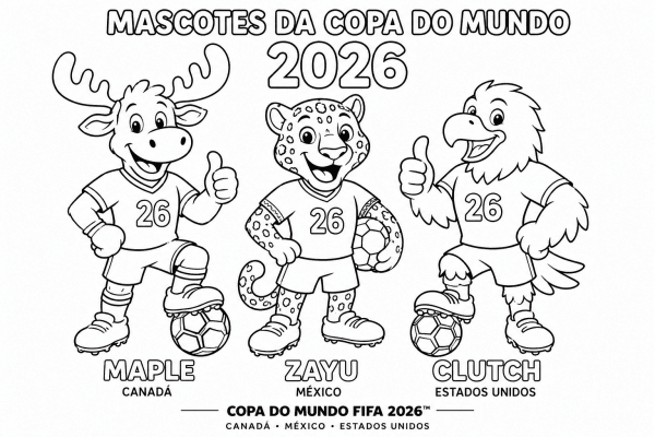 Copa do Mundo 2026: Mascotes para colorir!