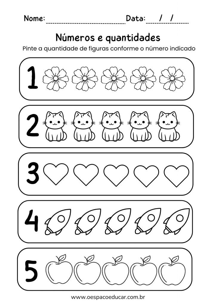 Educação Infantil: atividades números até 5!