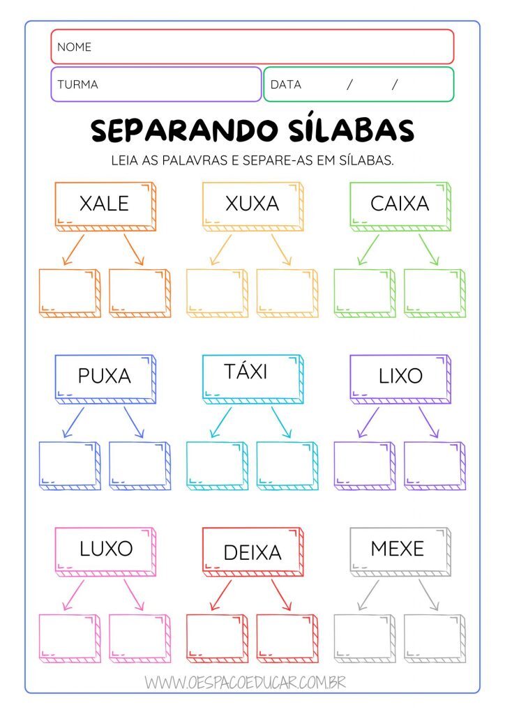 Alfabetização: Atividades de Separação de Sílabas!