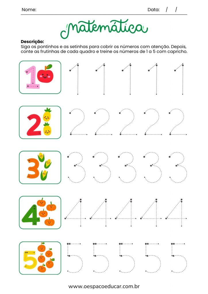 Educação Infantil: atividades números até 5!
