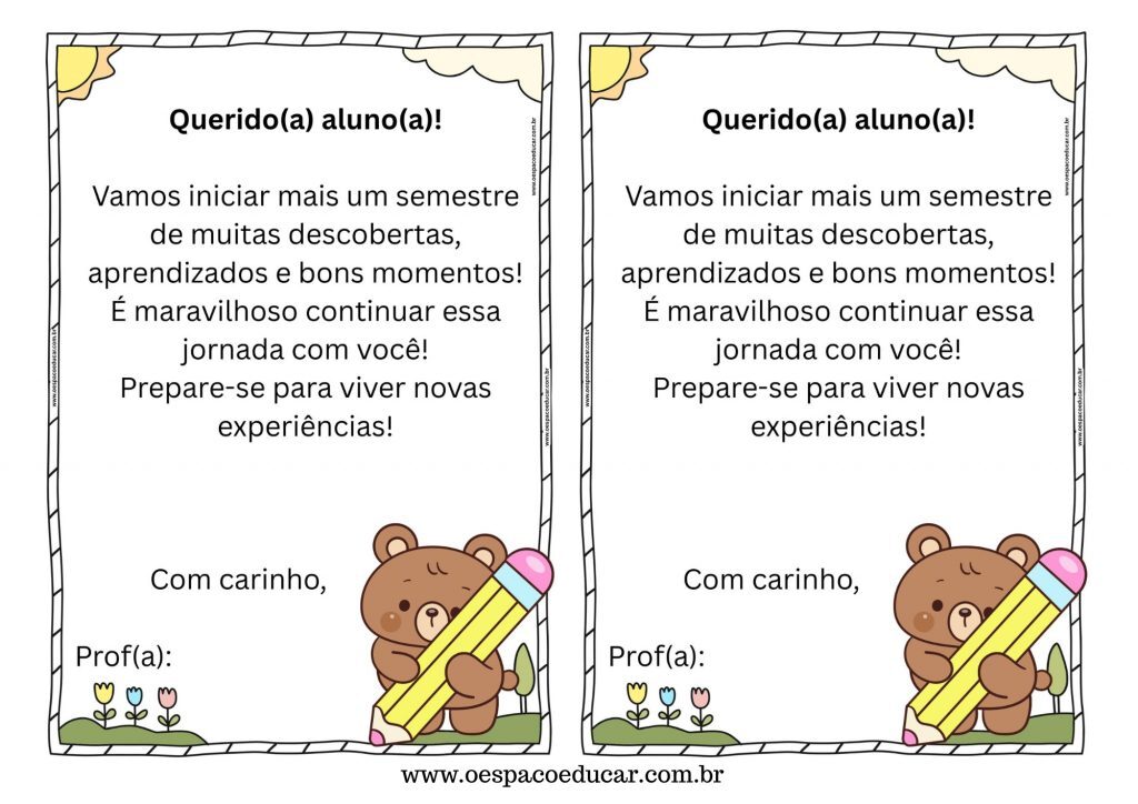 Volta às aulas: cartões de boas-vindas!