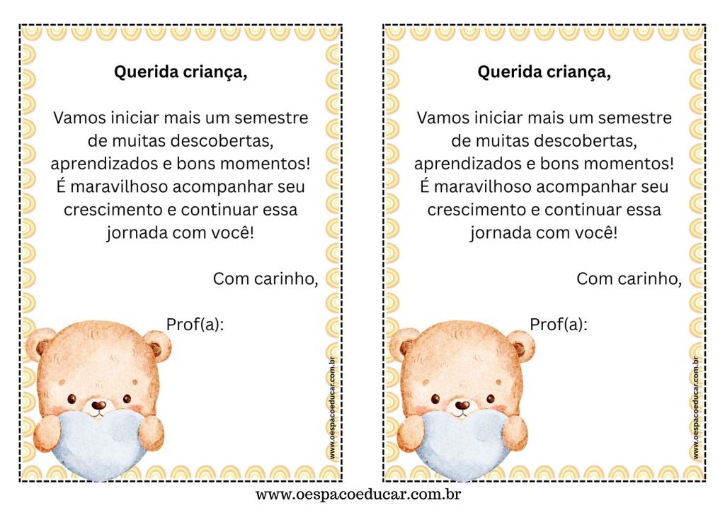 Volta às aulas: cartões de boas-vindas!