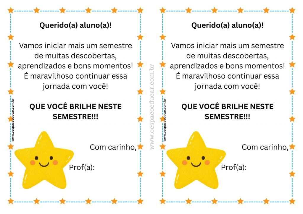 Volta às aulas: cartões de boas-vindas!