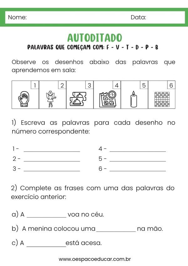 Autoditado das consoantes F, V, T, D, P e B