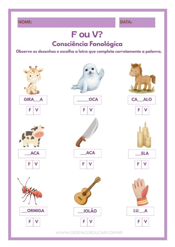 Ortografia: aprendendo a diferenciar F e V
