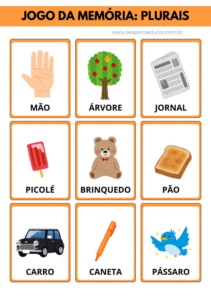 Alfabetização: jogo da memória dos plurais!