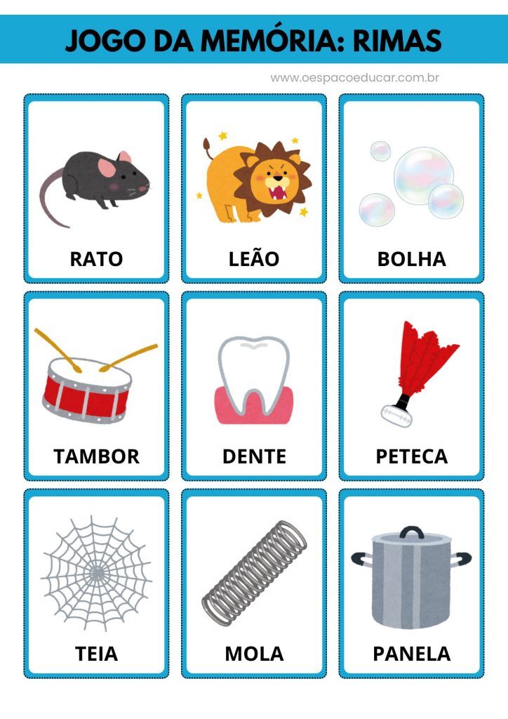 Alfabetização: Jogo da memória das rimas!