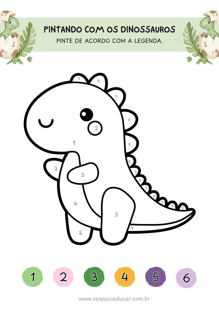 Educação Infantil: pintura legendada com dinossauros!