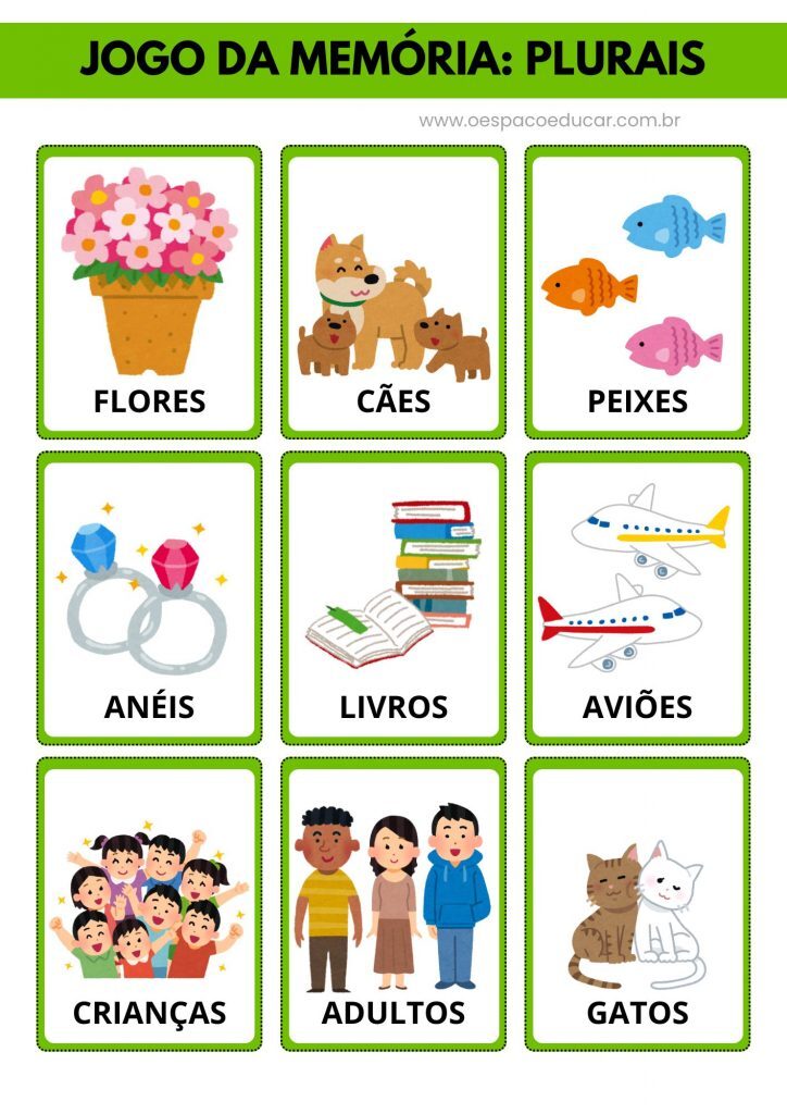 Alfabetização: jogo da memória dos plurais!
