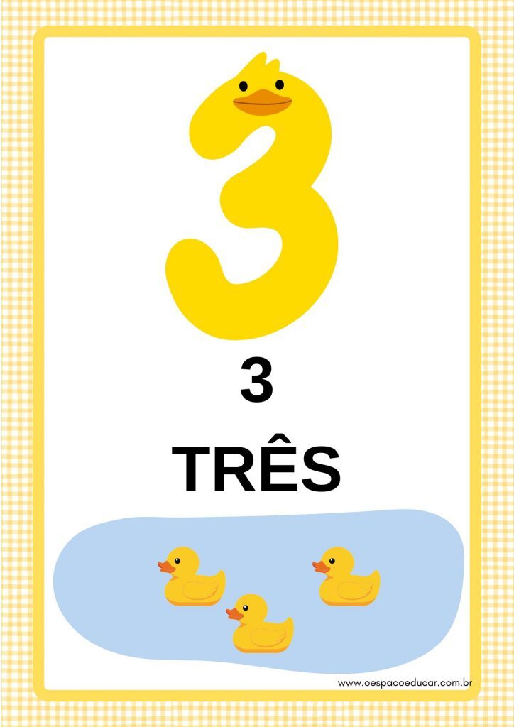 Cartazes dos números (0 a 10) com tema "Patinhos"!