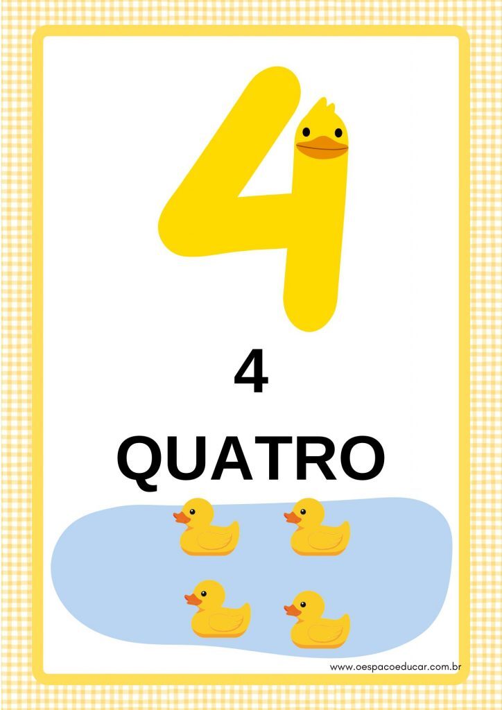 Cartazes dos números (0 a 10) com tema "Patinhos"!