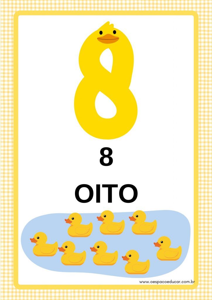 Cartazes dos números (0 a 10) com tema "Patinhos"!