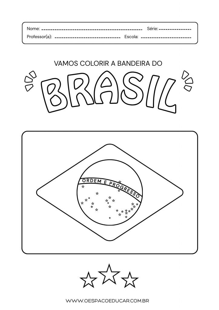 Atividade da Bandeira do Brasil para colorir