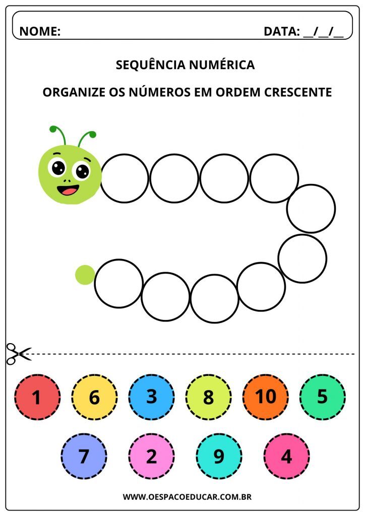 Colorido Folha de atividades Matemática N[umeros