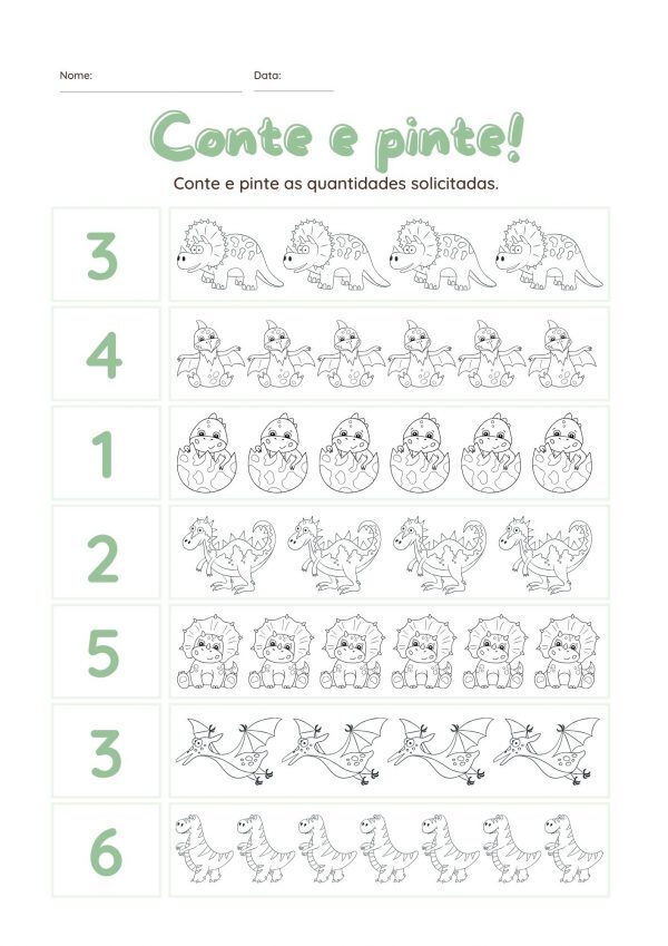 Conte e pinte com os dinossauros!