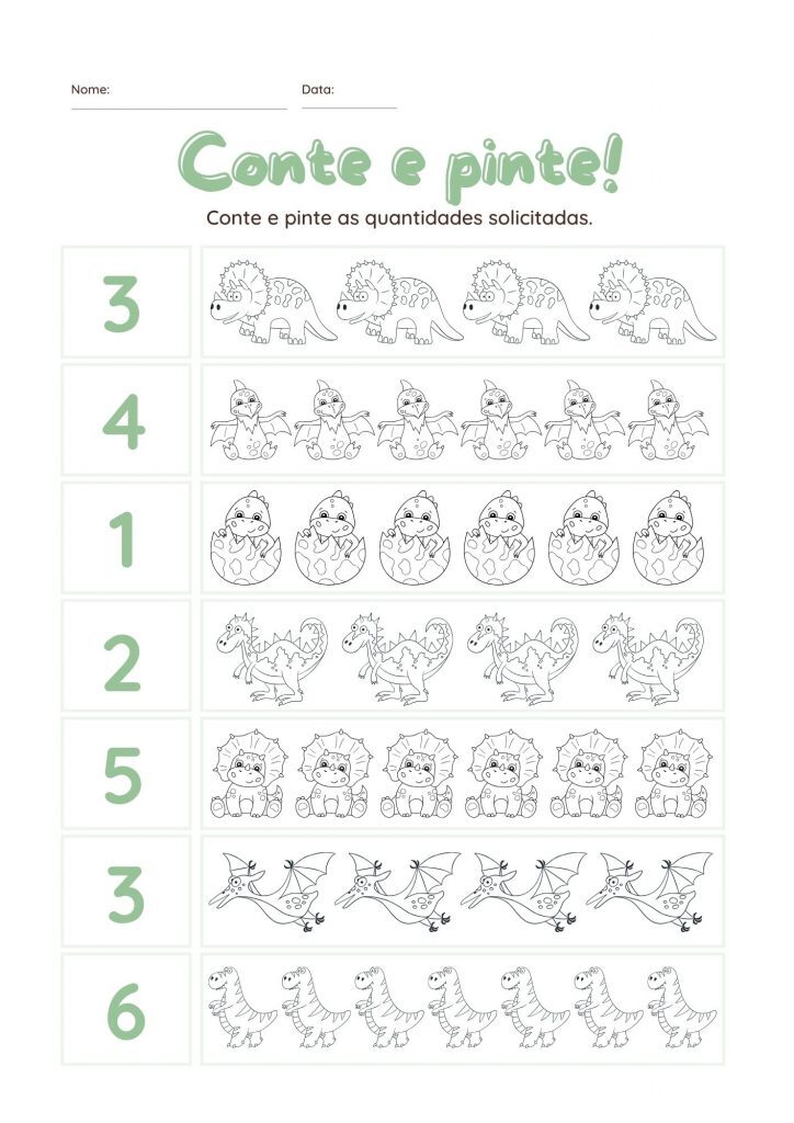 Count & Color Dinosaur Worksheet