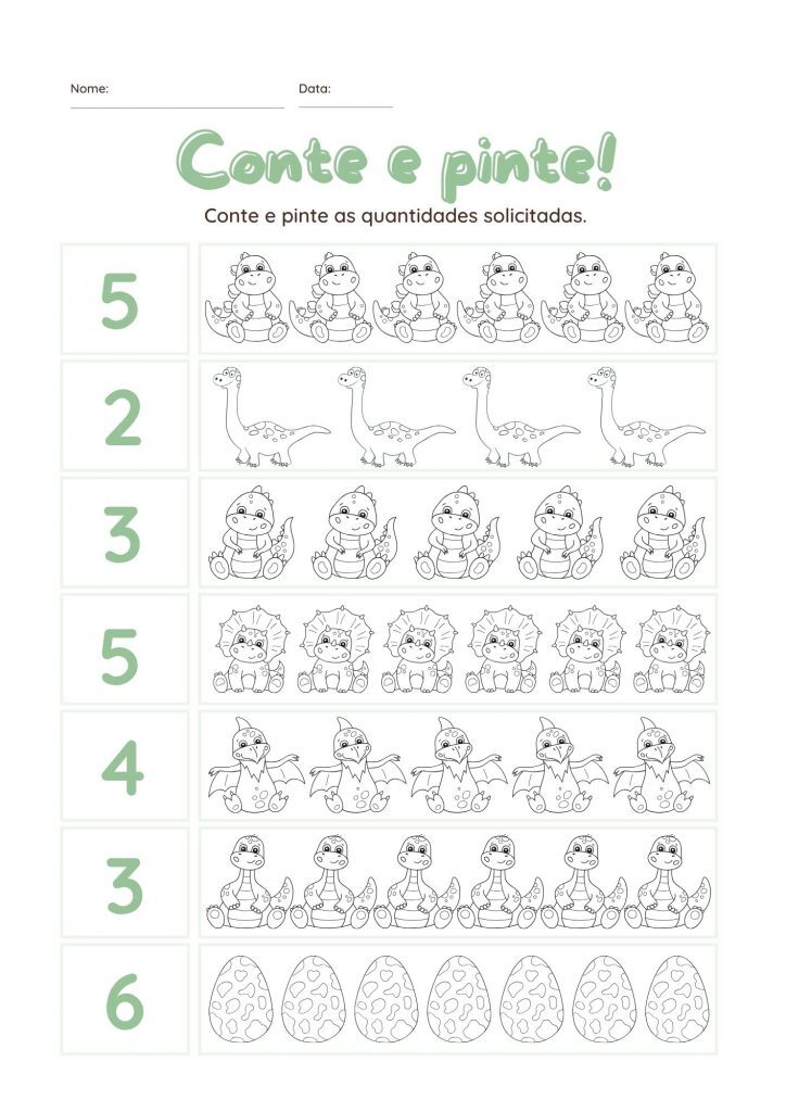 Count & Color Dinosaur Worksheet
