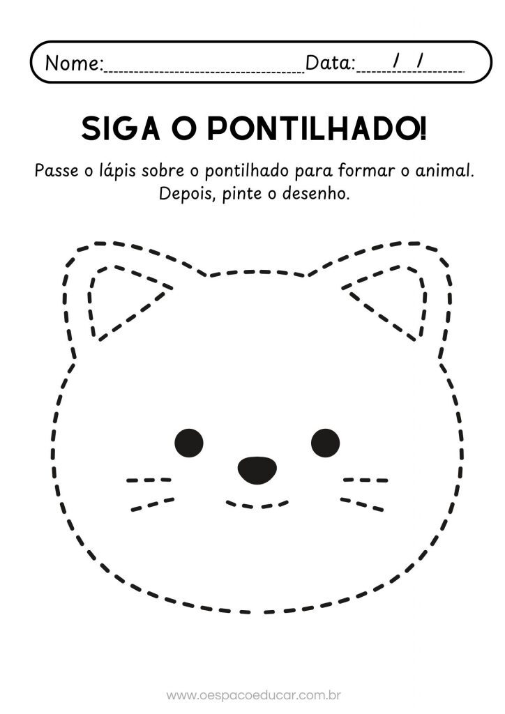 Folha de Atividade Joaninha Siga o Pontilhado Minimalista Preto e Branco