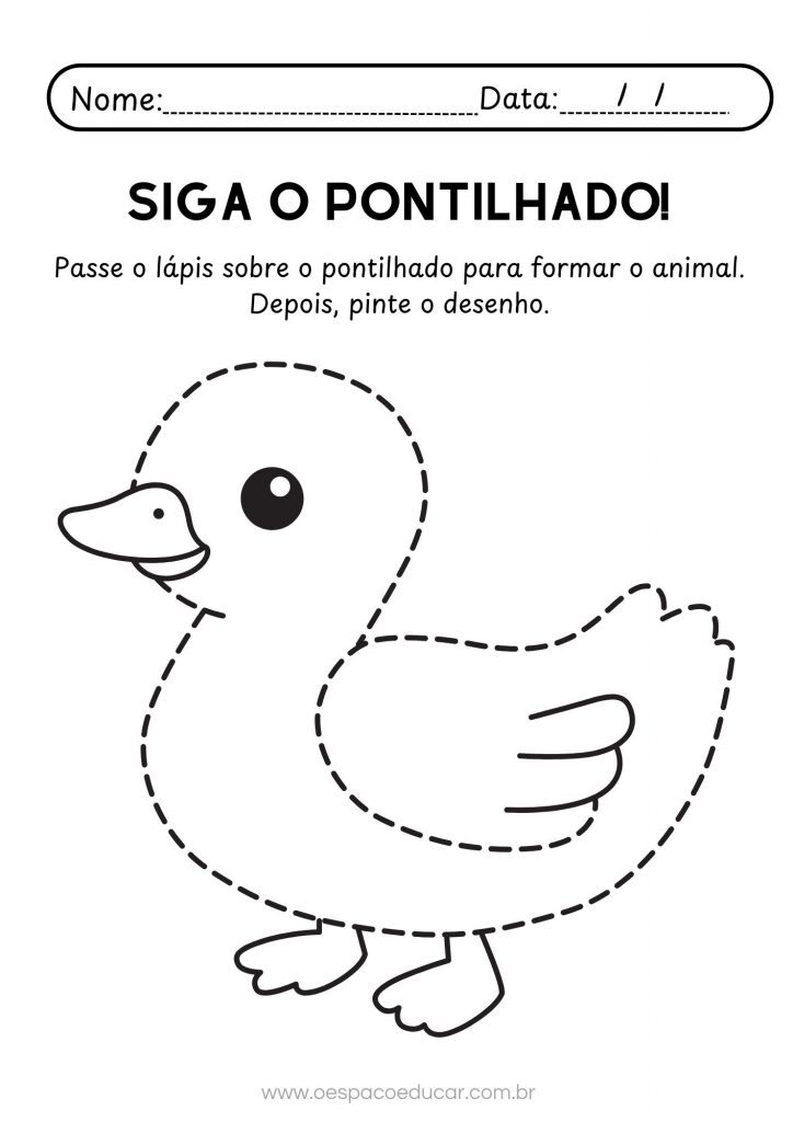 Folha de Atividade Joaninha Siga o Pontilhado Minimalista Preto e Branco