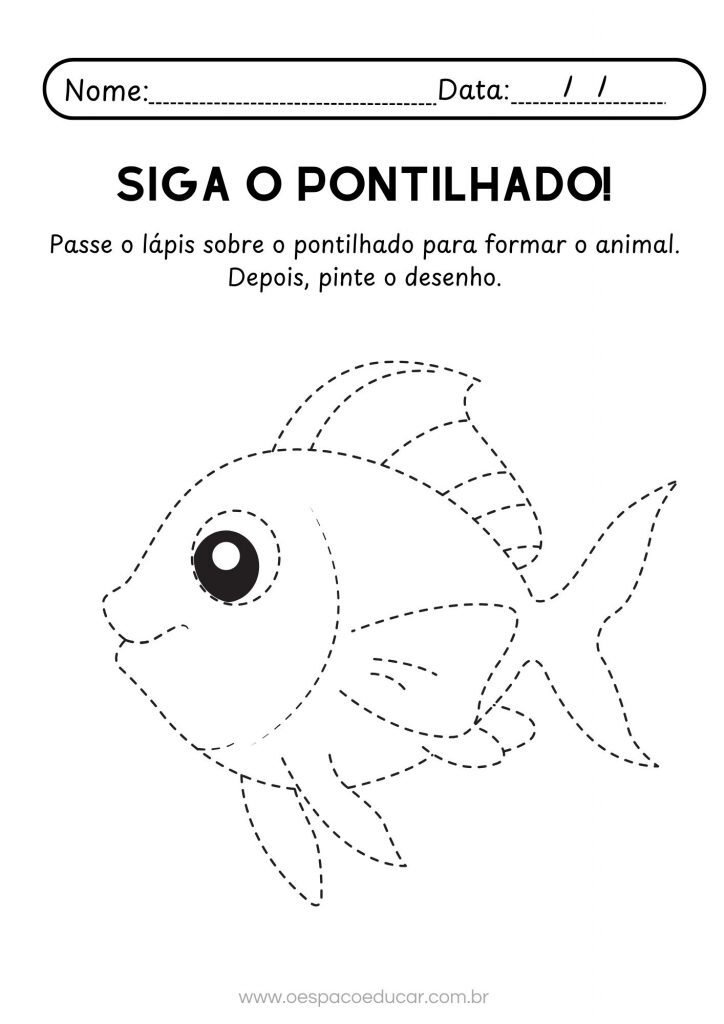 Folha de Atividade Joaninha Siga o Pontilhado Minimalista Preto e Branco