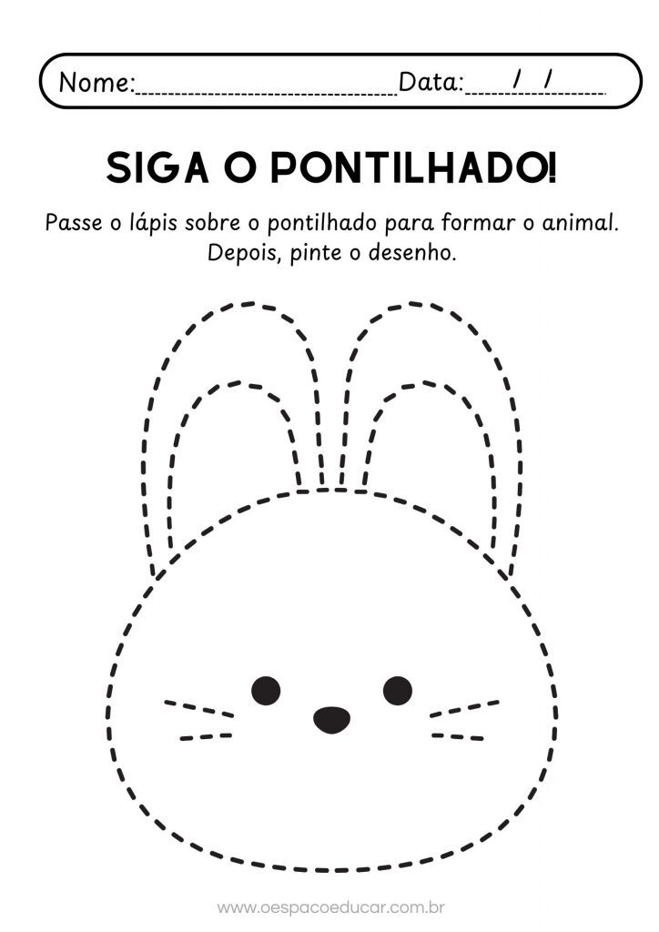 Folha de Atividade Joaninha Siga o Pontilhado Minimalista Preto e Branco