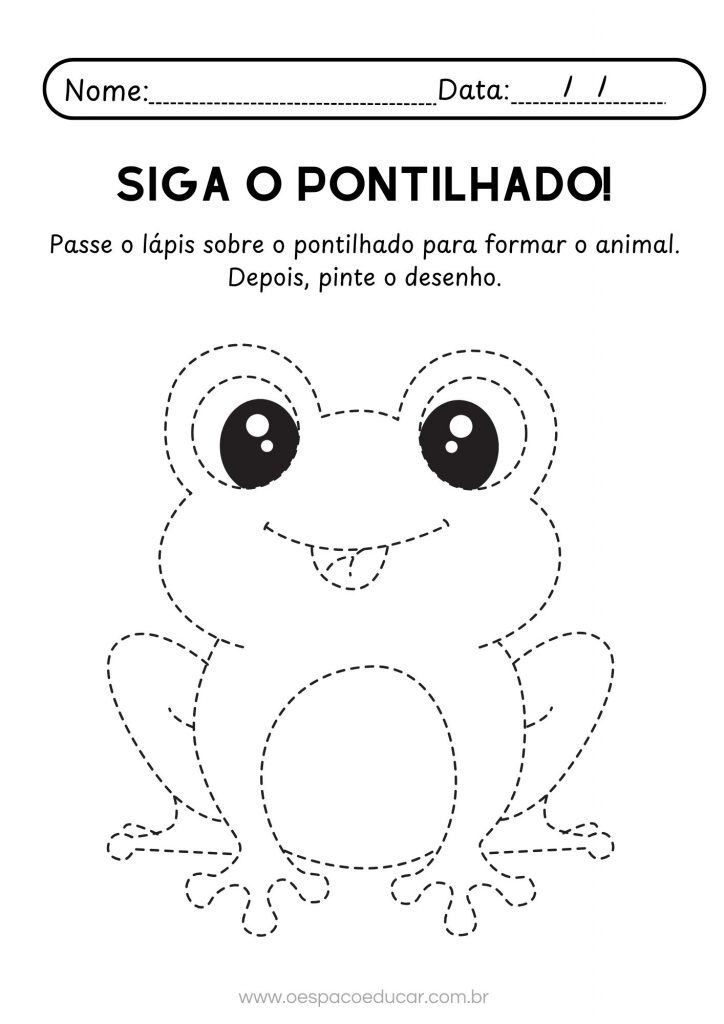 Folha de Atividade Joaninha Siga o Pontilhado Minimalista Preto e Branco
