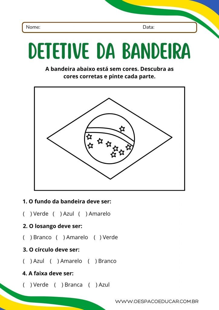 Folha de atividade para colorir moderna verde e amarelo