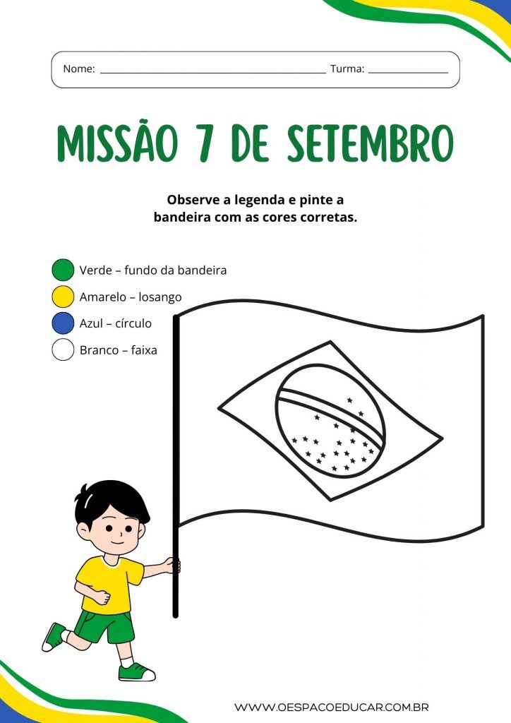 Folha de atividade para colorir moderna verde e amarelo
