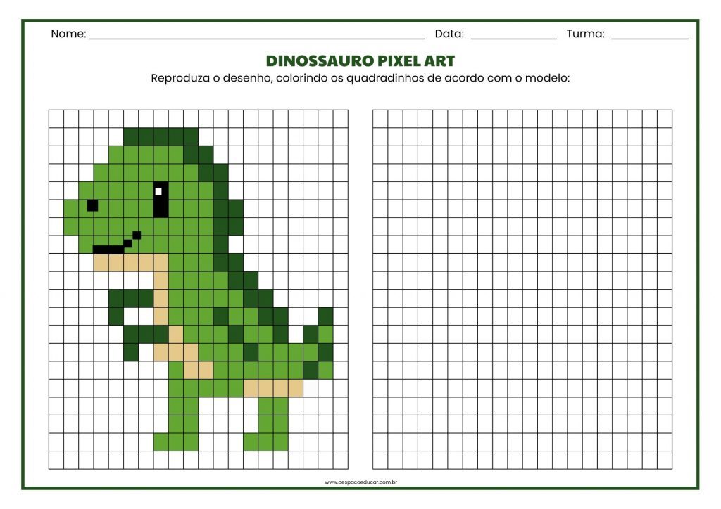 Galinha Pixel Art na Folha de Atividades A4 Colorida Geométrica
