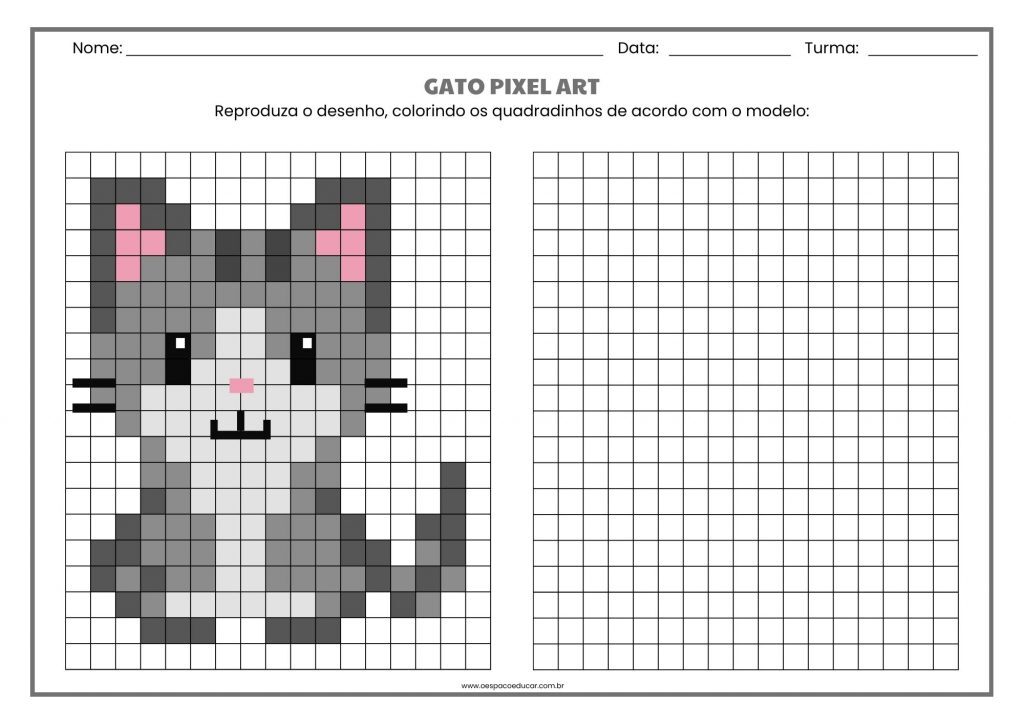 Galinha Pixel Art na Folha de Atividades A4 Colorida Geométrica