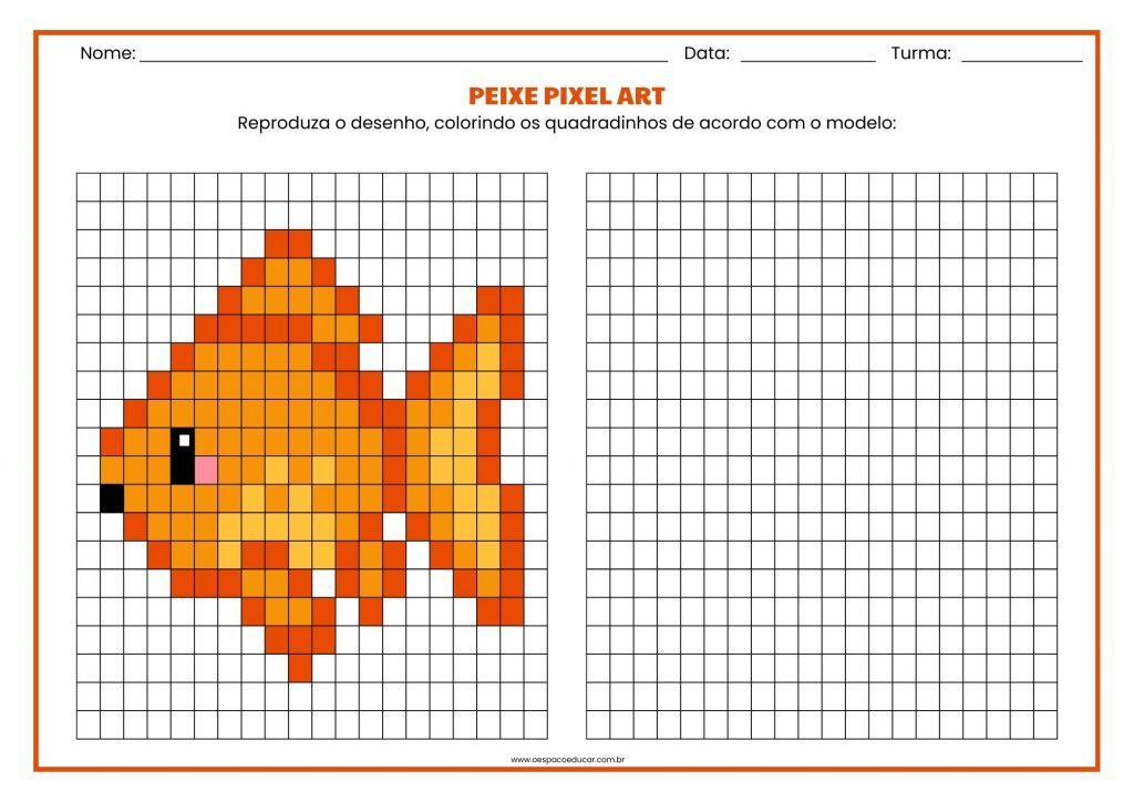 Galinha Pixel Art na Folha de Atividades A4 Colorida Geométrica