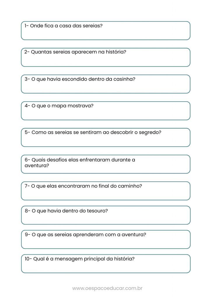 Interpretação de Texto Fundo do Mar Atividade Verde Ilustrado