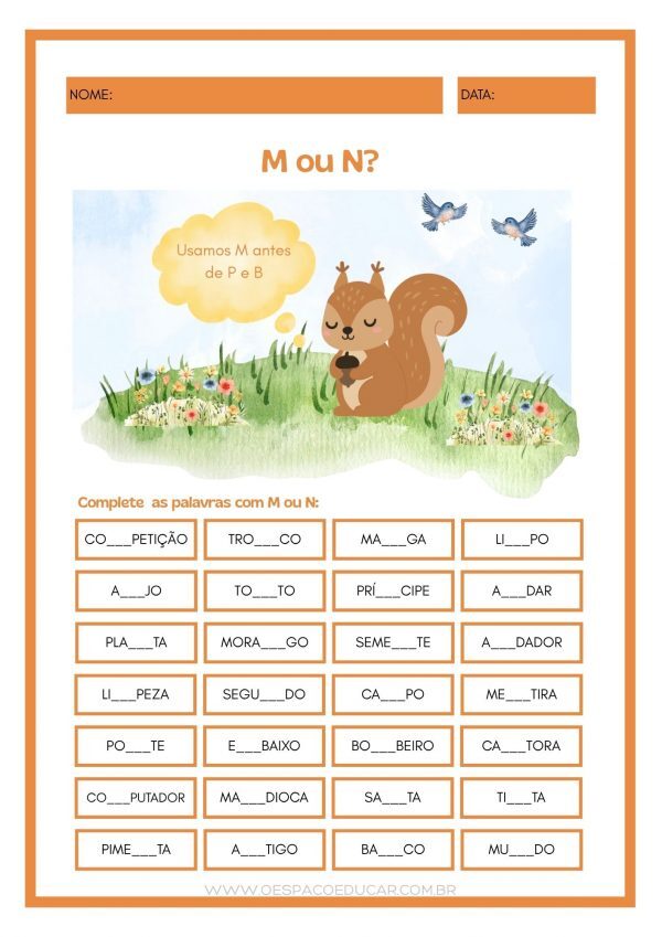 Ortografia: aprendendo a usar M ou N